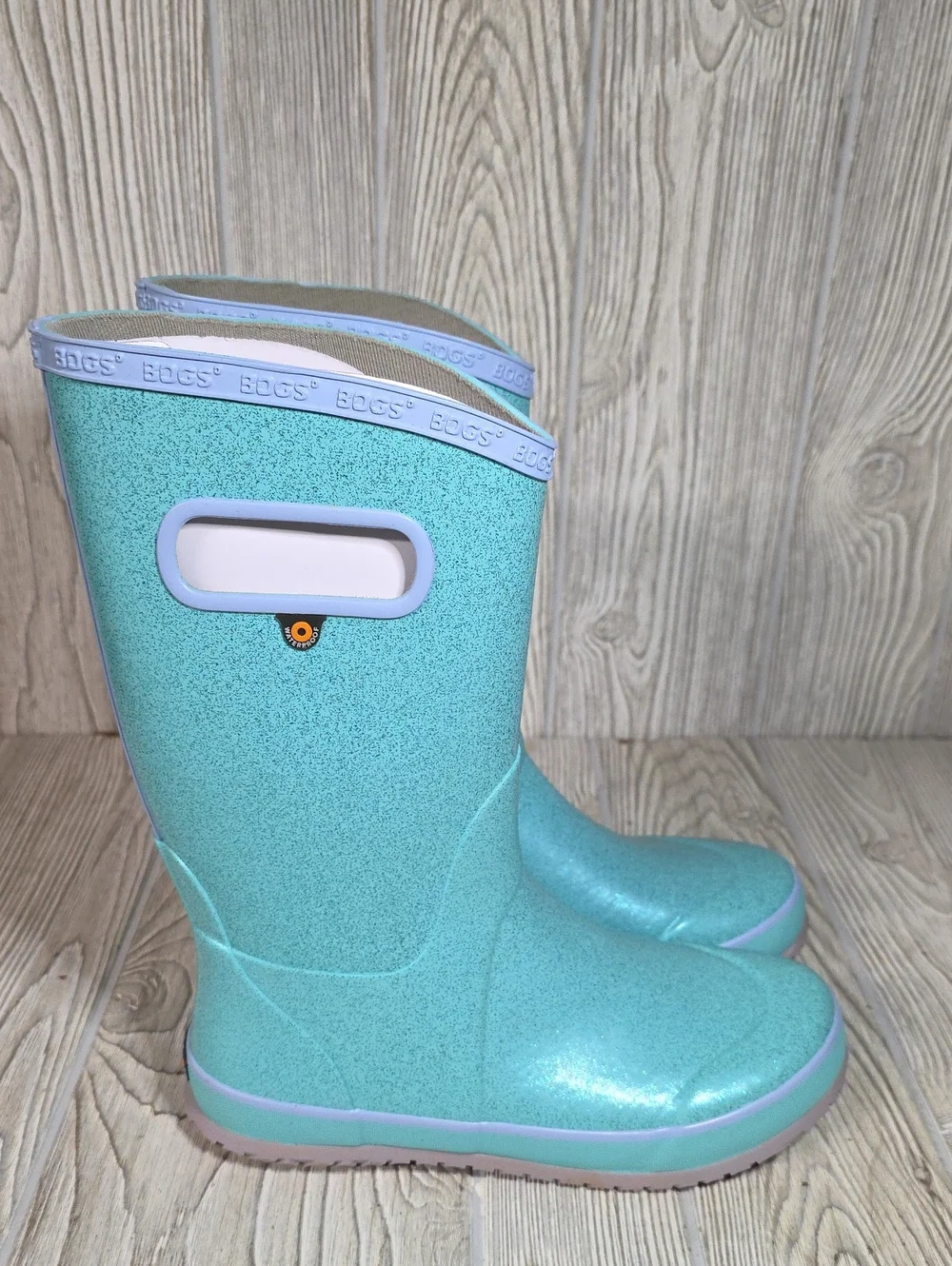 Bogs Rainboot Glitter Waterproof Blue Rain Boots Youth Size 6 NEW